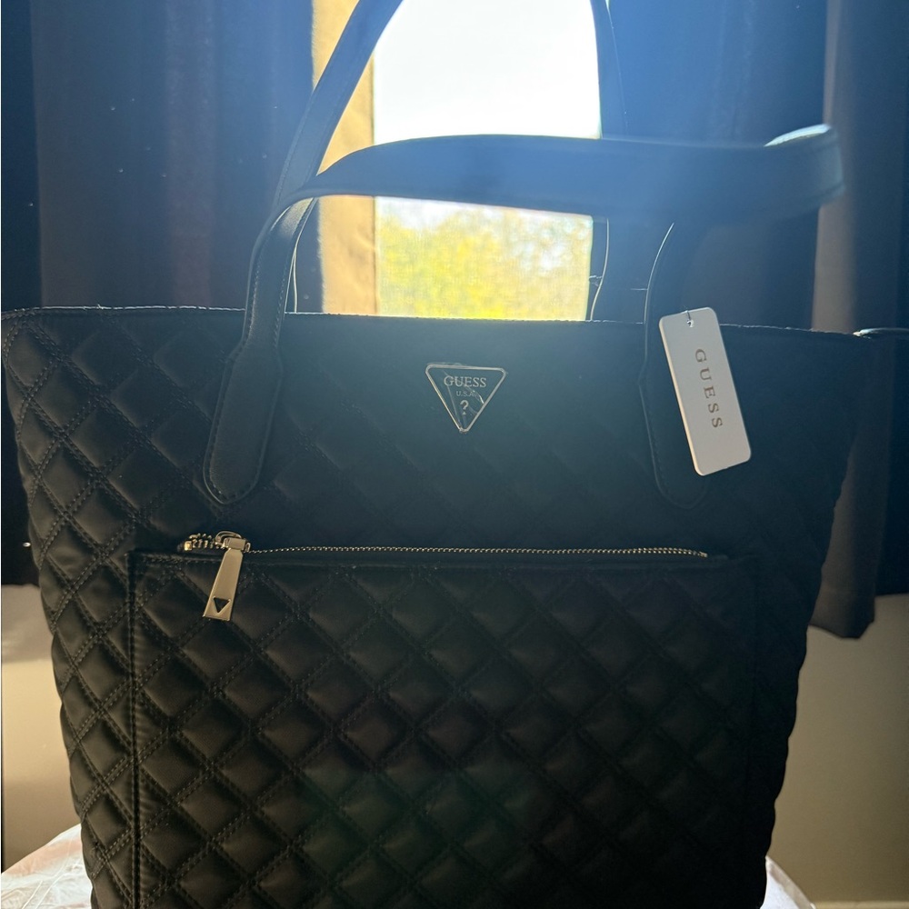 GUESS Quilted Black Tote Bag
